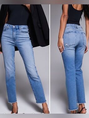 NEW Good American Good Legs Straight Mid-Rise Fit 4/27 MSRP $139